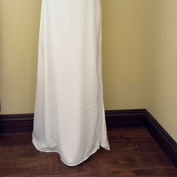 Lulus Picture Perfect Satin Long Maxi Skirt, Off White Cream, Size L, NWT - Picture 9 of 14